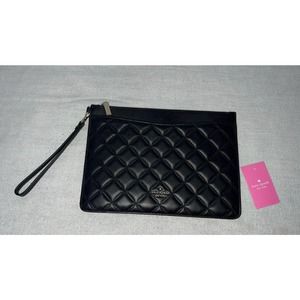 Kate Spade Large Zip Pouch ~ Smooth Quilt Black